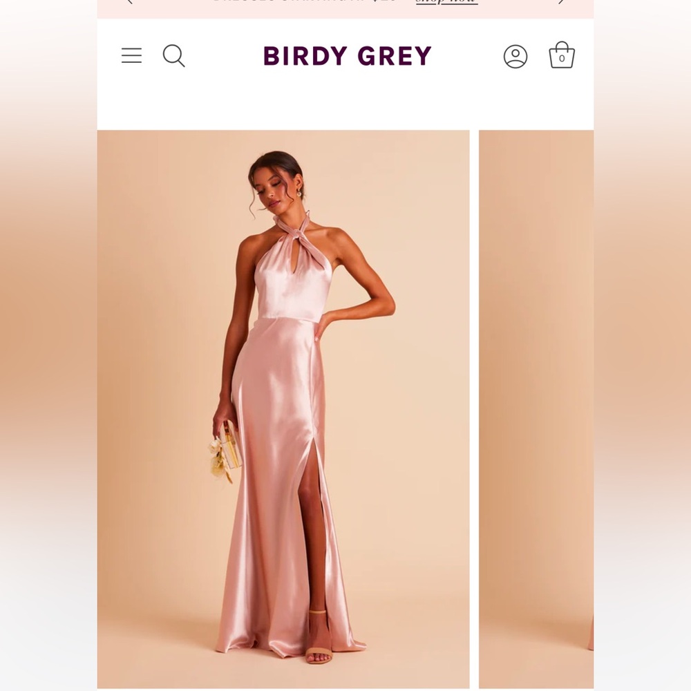 Monica Dress in shiny satin rose gold